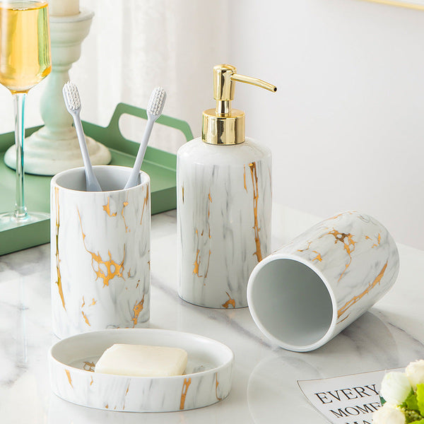 Bathroom Ceramic Marble Wash Set